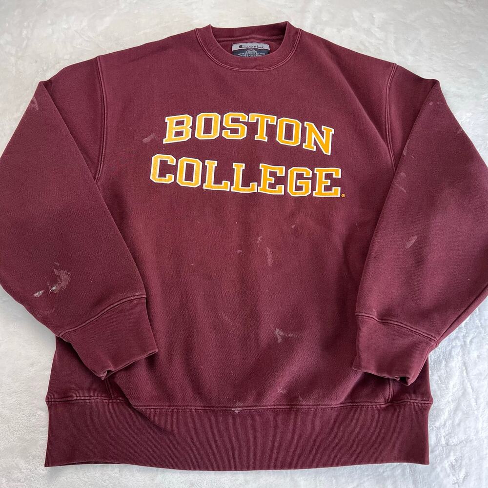 Champion Boston College reverse weave Crew Neck sweatshirt size Medium maroon￼